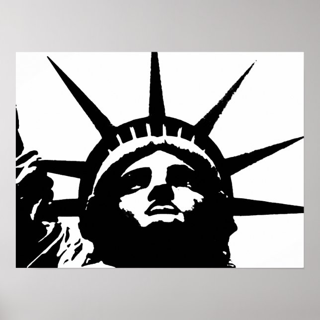 Black & White Pop Art Statue of Liberty Poster (Front)