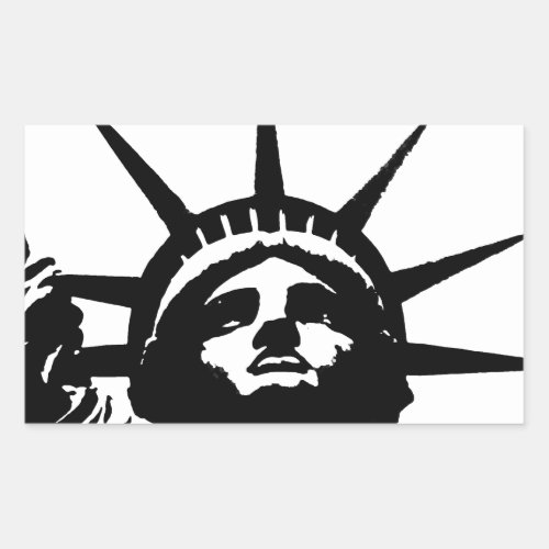 Black  White Pop Art Statue of Liberty Rectangular Sticker