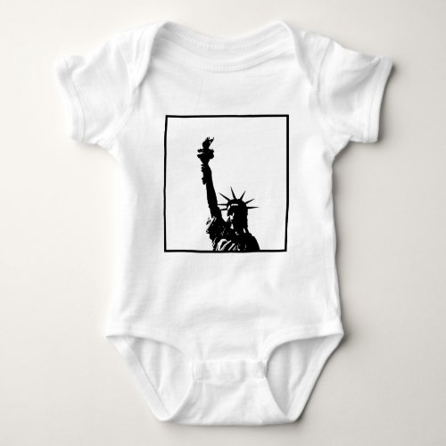 Black  White Pop Art Statue of Liberty Silhouette Baby Bodysuit