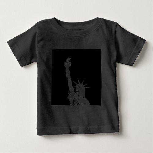 Black  White Pop Art Statue of Liberty Silhouette Baby T_Shirt