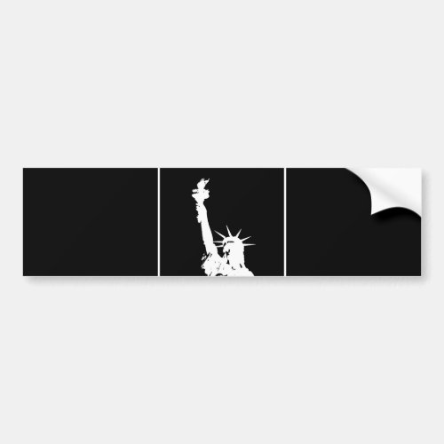 Black  White Pop Art Statue of Liberty Silhouette Bumper Sticker