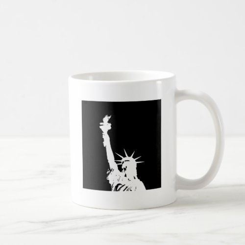 Black  White Pop Art Statue of Liberty Silhouette Coffee Mug
