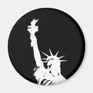 Black & White Pop Art Statue of Liberty Silhouette Magnet