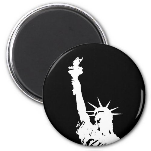 Black  White Pop Art Statue of Liberty Silhouette Magnet