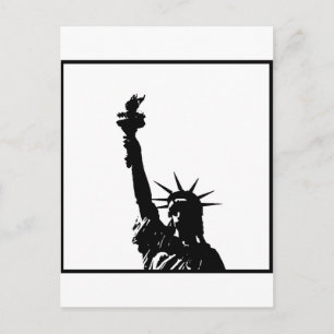 Black & White Pop Art Statue of Liberty Silhouette Postcard