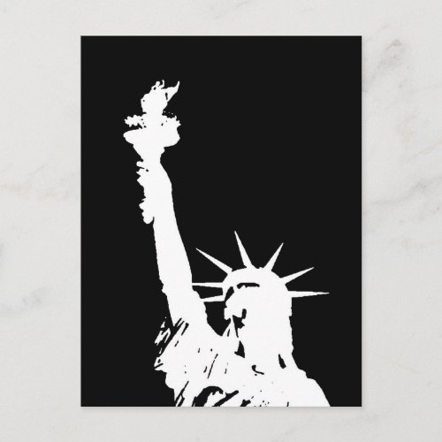 Black  White Pop Art Statue of Liberty Silhouette Postcard