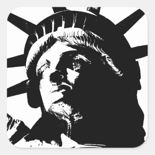 Black  White Pop Art Statue of Liberty Square Sticker