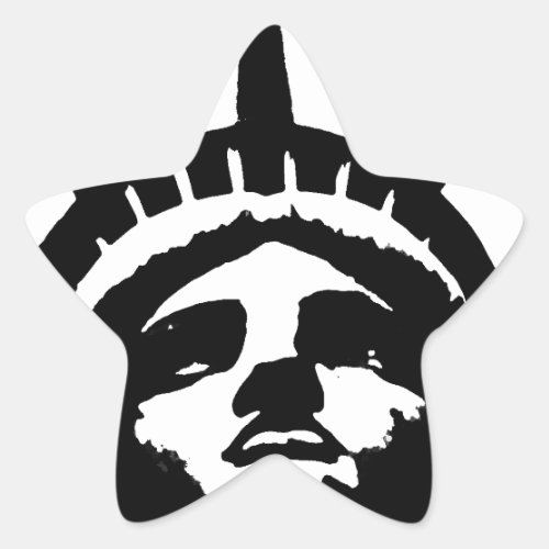 Black  White Pop Art Statue of Liberty Star Sticker