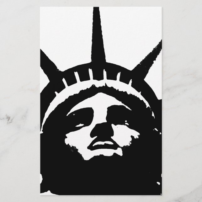 Black & White Pop Art Statue of Liberty Stationery (Front)