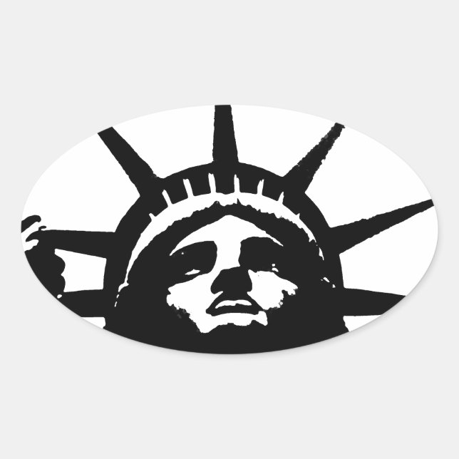 Black & White Pop Art Statue of Liberty Sticker (Front)