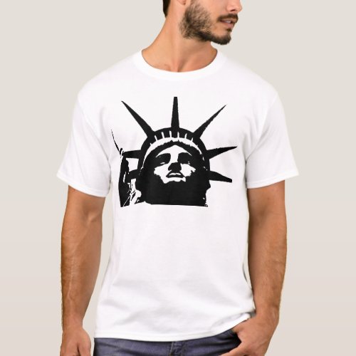 Black  White Pop Art Statue of Liberty T_Shirt