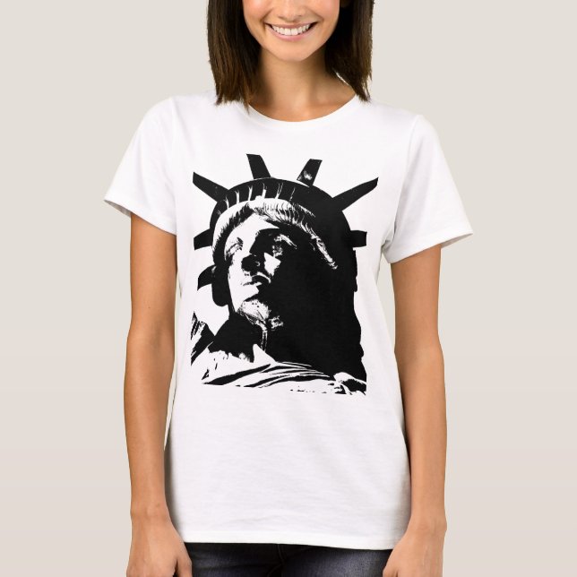 Black & White Pop Art Statue of Liberty T-Shirt (Front)