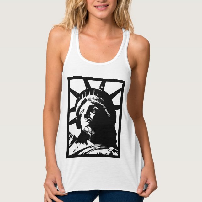 Black & White Pop Art Statue of Liberty Tank Top (Front)