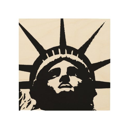 Black White Pop Art Statue of Liberty Wood Canvas