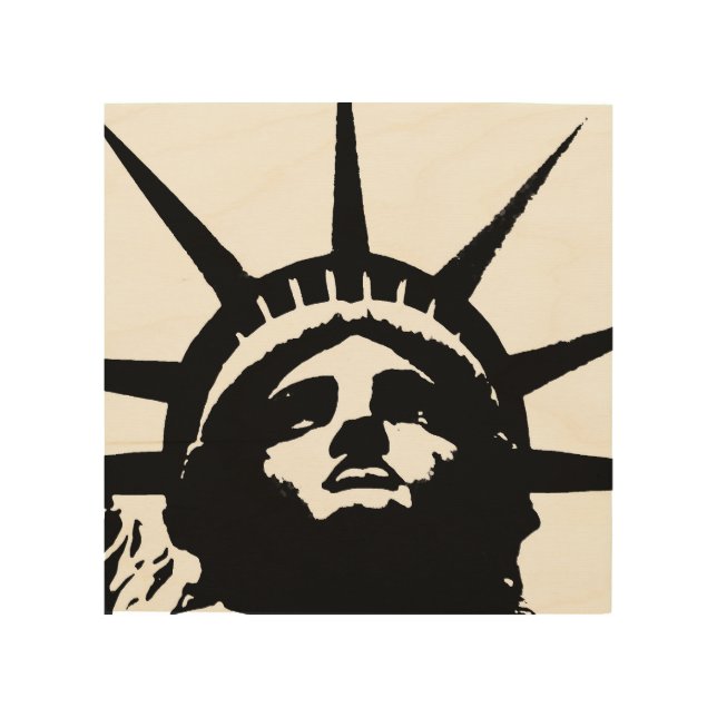 Black White Pop Art Statue of Liberty Wood Canvas (Front)