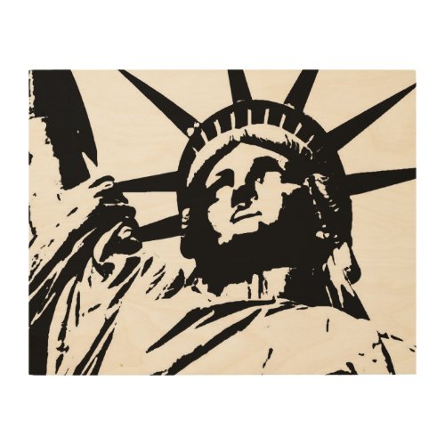 Black White Pop Art Statue of Liberty Wood Canvas