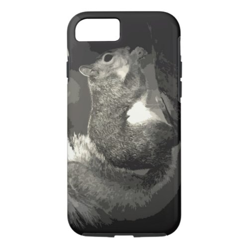 Black White Pop Art Style Squirrel Eating Nuts iPhone 87 Case