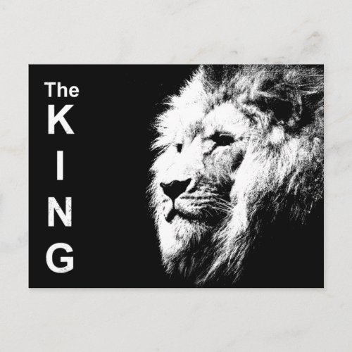 Black  White Pop Art Template Lion Head Modern Postcard