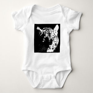 Black & White Pop Art Tiger Baby Bodysuit