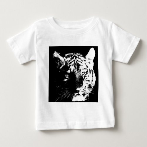 Black  White Pop Art Tiger Baby T_Shirt