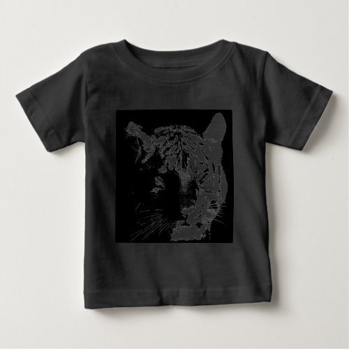 Black  White Pop Art Tiger Baby T_Shirt