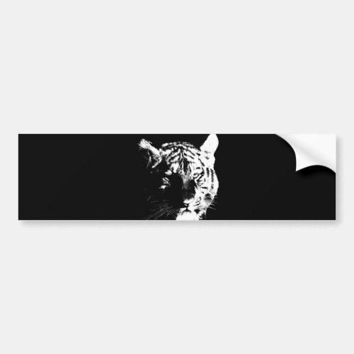 Black  White Pop Art Tiger Bumper Sticker