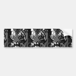 Black White Pop Art Tiger Bumper Sticker