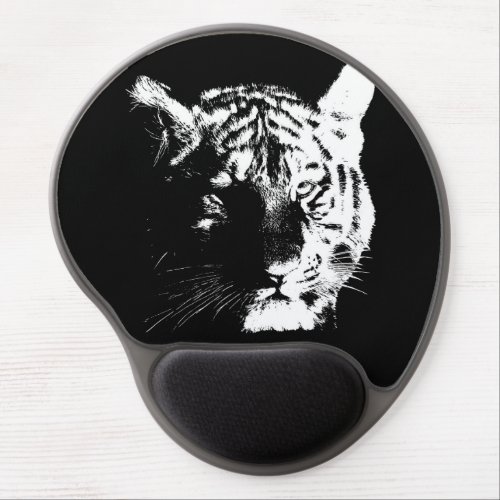 Black  White Pop Art Tiger Gel Mouse Pad