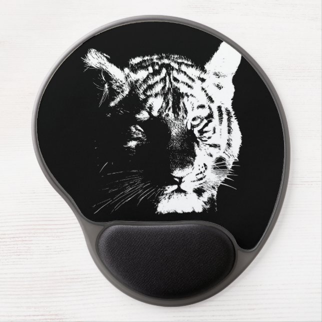 Black & White Pop Art Tiger Gel Mouse Pad (Front)