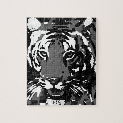 Black White Pop Art Tiger Jigsaw Puzzle