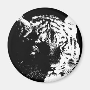 Black & White Pop Art Tiger Magnet