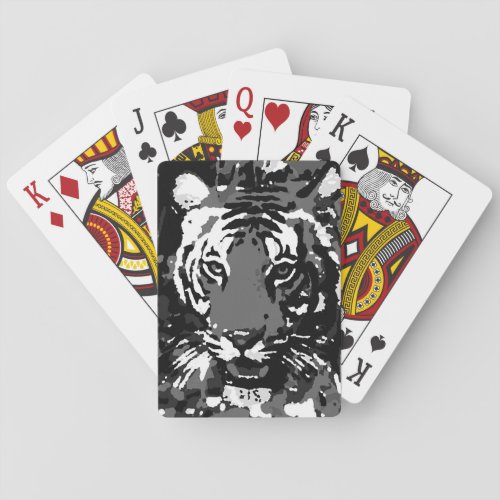 Black White Pop Art Tiger Poker Cards
