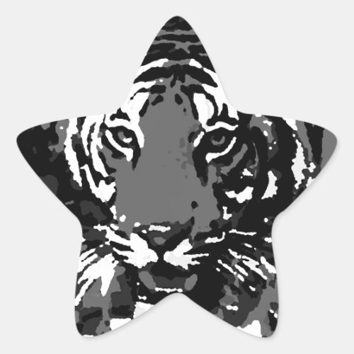 Black White Pop Art Tiger Star Sticker