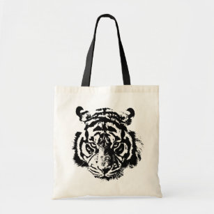 Black & White Pop Art Tiger Tote Bag