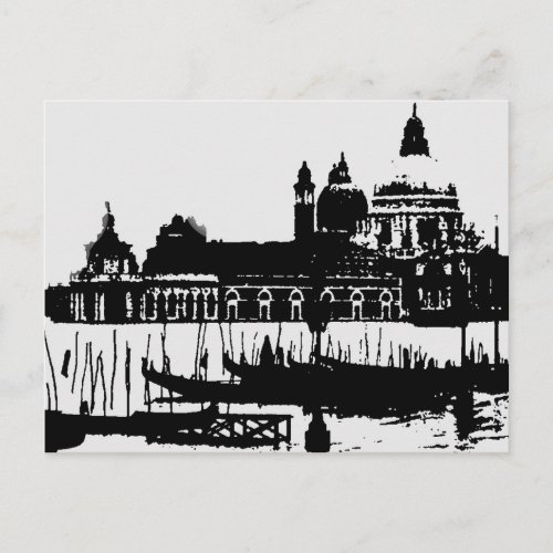 Black White Pop Art Venice Italy Travel Postcard