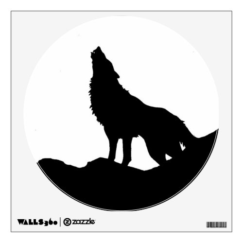 Black  White Pop Art Wolf Howling at Moon Wall Decal