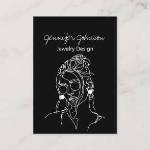 Black White Portrait Earring Holder Display Card