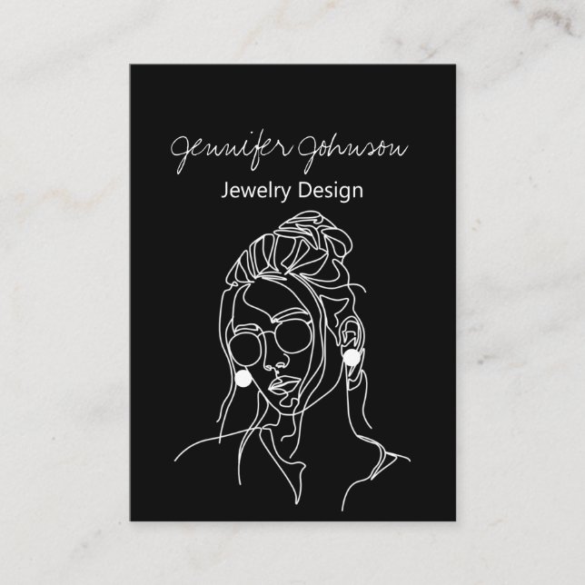 Black White Portrait Earring Holder Display Card (Front)