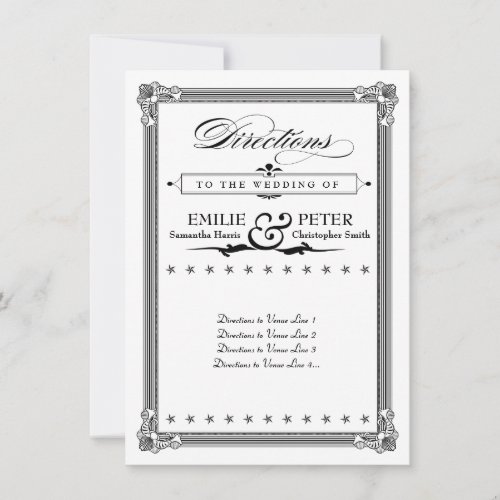 Black  White Poster Style Directions Card