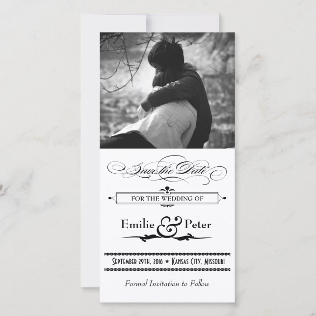 Black & White Poster Style Save the Date (Front)