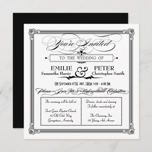 Black & White Poster Style Wedding Invitation | Zazzle