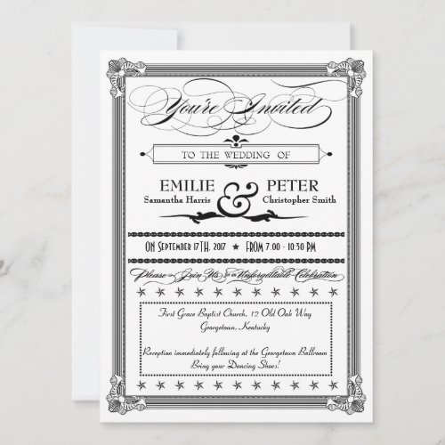 Black  White Poster Style Wedding Invitation