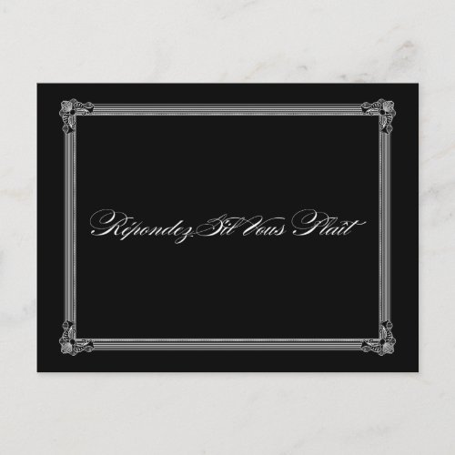 Black  White Poster Style Wedding RSVP Postcard