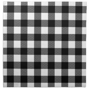 Black & White Preppy Buffalo Check Plaid Napkin