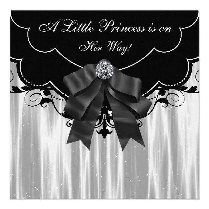 Black White Princess Baby Shower Invitations