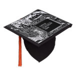 Black White Printed Circuit Board Geek Electronic  Graduation Cap Topper