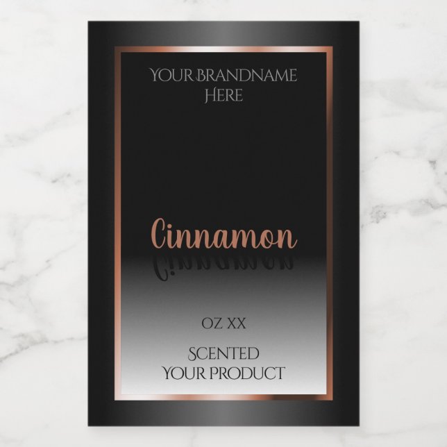Black White Product Label Shimmery Rose Gold Frame (Single Label)