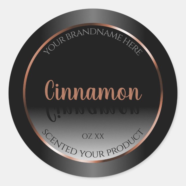 Black White Product Label Shimmery Rose Gold Frame (Front)