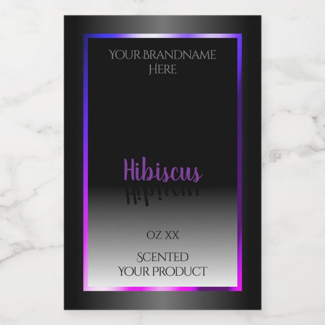 Black White Product Labels Blue Purple Pink Frame (Single Label)