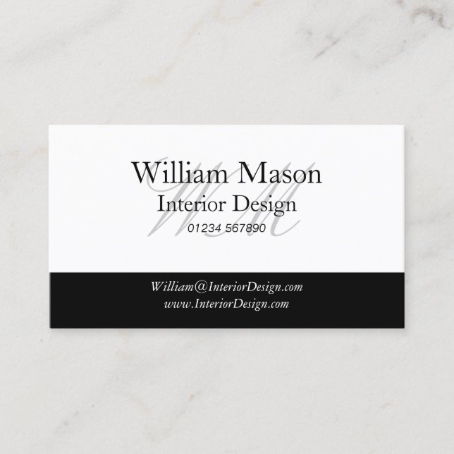 Black & White Professional Business Card (Front)